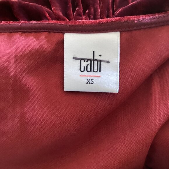 Cabi Size XS Red Velvet Dress V-Neck Short Sleeve Cocktail Party Xsmall‎ Stretch - Picture 2 of 8